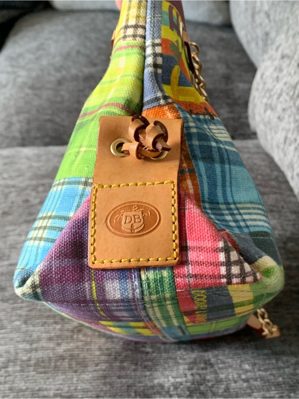 Madras picnic print satchel - Picture 7 of 15